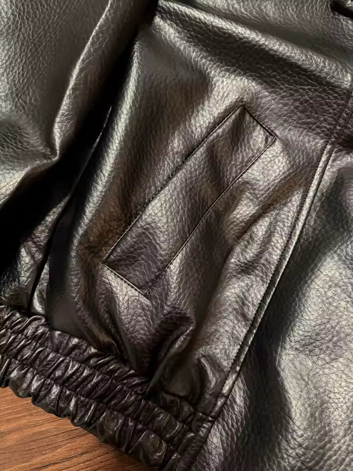 NORA — Chaqueta bomber oversize de efecto piel